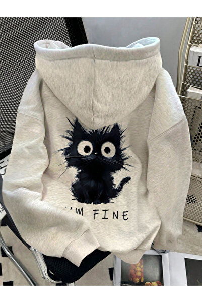 Revasser Unisex Kadın/Erkek I am Fine Baskılı Özel Tasarım Oversize Pamuklu K...