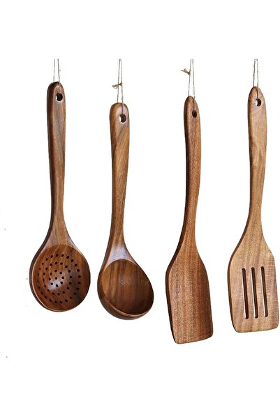 GENERAL Wooden Kitchen Utensil Set Non Stick Spoons Spatulas and Salad Forks Set