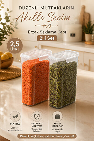 Porsima L-00895-2 2'li Toz ve Tablet Deterjan Saklama Kutusu Kabı Seti – Mutf...