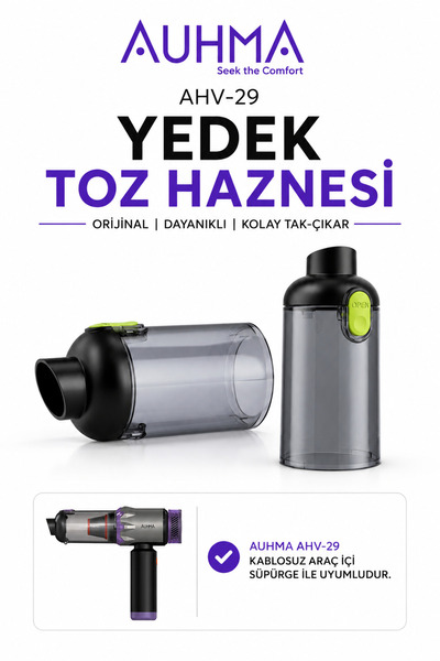 auhma AHV-29 Araç İçi Süpürge Yedek Toz Haznesi – Orijinal Uyumlu, Kolay Tak-...