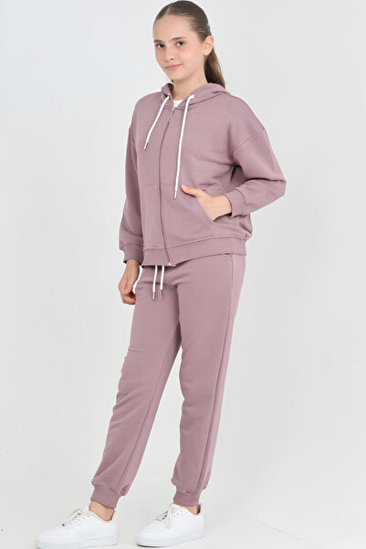 MODANINO Girl's Tracksuit Set - 3 Yarns Without Zipper + Zipper Closure 6-12 ...