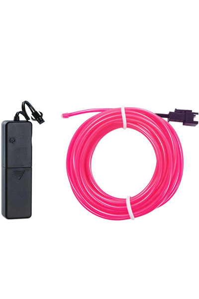 OEM Kit de iluminare cu fir EL, 2.3mm, 3m, Invertor portabil cu baterie, Roz