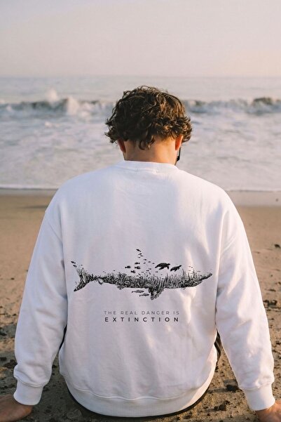 The Champ Clothing Men's Oversize Sweatshirt Extinction Printed White – Crew ...