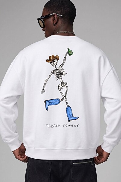 The Champ Clothing Men's Oversize Sweatshirt Western Spirit Printed White – C...