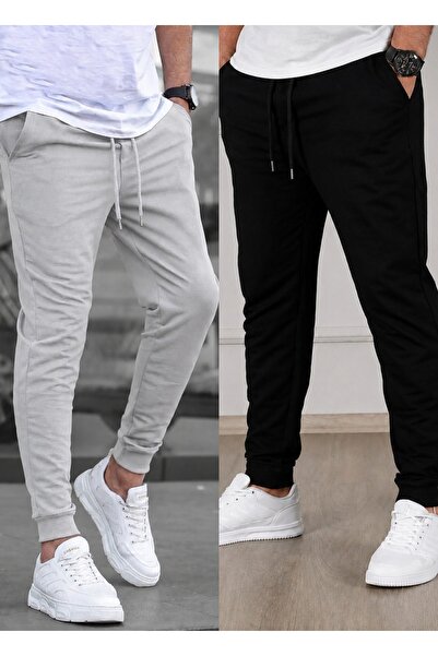 TORUK MAKTO Set of 2 Unisex Ribbed Leg Sweatpants Jogger Comfortable Fit Dail...