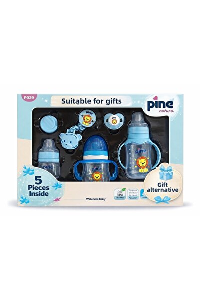 PİNE NATURA طقم رضاعة للأطفال (5 قطع) - أزرق