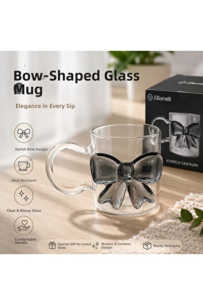 ARVALE Transparent Glass Mug with Bow Detail