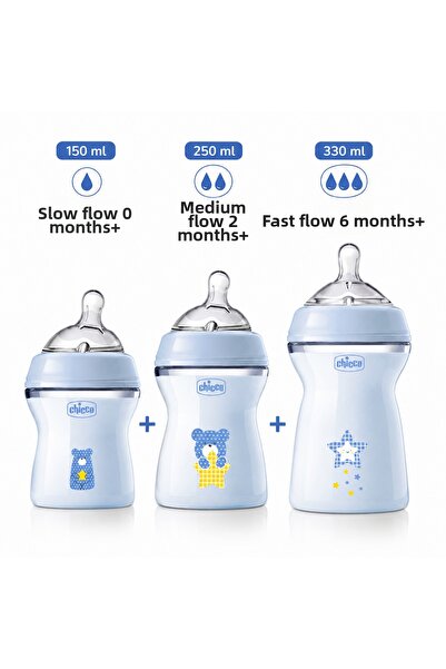 Chicco Newborn Blue Baby Bottle Set 0-6 Months Healthy Plastic Pp Set