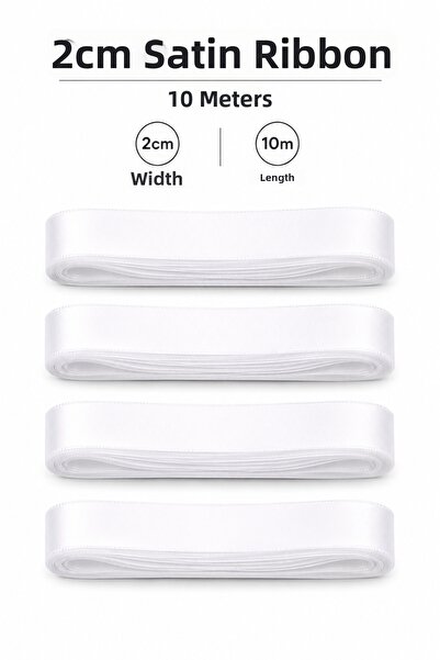 Organizasyon Pazarı White Satin Ribbon 2cm 10 Meters Bobo Balloon Ornament Gi...