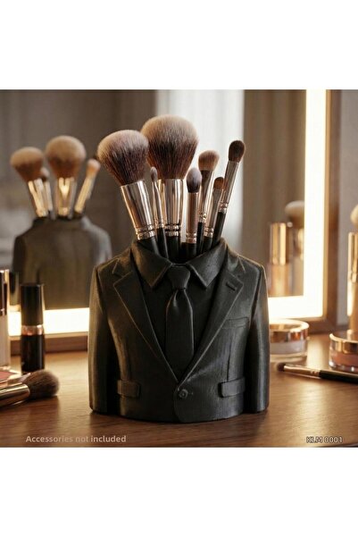 EGATOPTAN Black Jacket Formed Tie Makeup Brush Holder Desktop Cosmetic Organizer