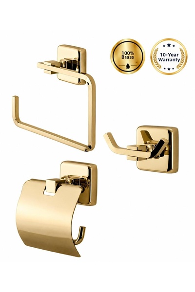 OSSO BANYO مجموعة إكسسوارات نحاسية ذهبية من سلسلة دوغا، حامل مناشف، حامل ورق ...