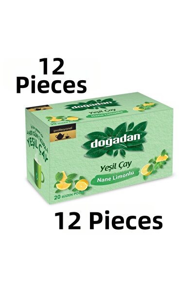 Doğadan شاي أعشاب، شاي أخضر بالنعناع والليمون، 20 عبوة - 12 قطعة × 6 عبوات
