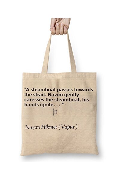 dekado Nazım Hikmet Ferry Poem Cloth Bag Long Handle