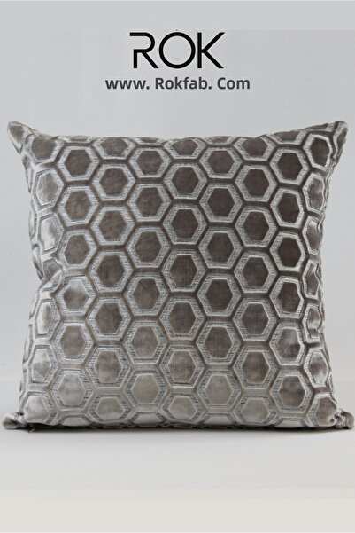 ROKFAB Hexagonal Patterned Stone Color Cushion Cover 45X45 cm Decorative Pill...