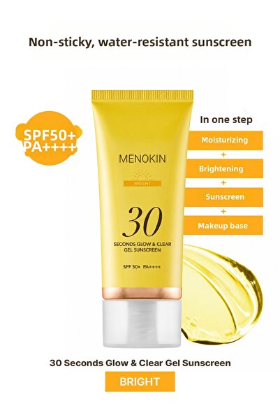 Menokin Brightening, Gel-To-Water Sunscreen 30 Seconds Glow & Clear Gel Sunsc...