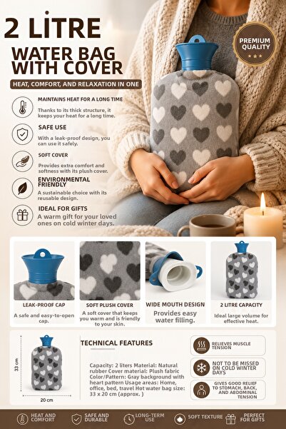 Şahin 2 Liter Premium Hot Water Bag with Cover