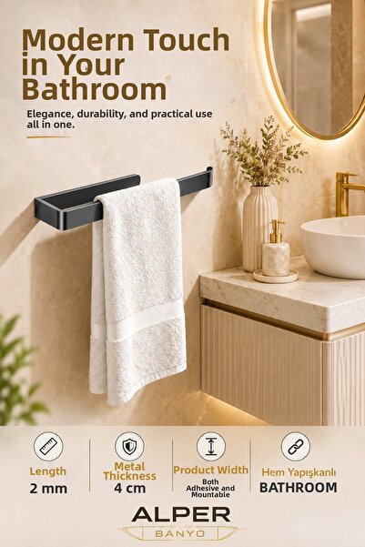Alper Banyo Suport pentru prosoape de lux, de culoare antracit, cu design ele...