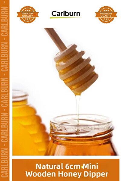 Carlburn # Honey Spoon Natural 6cm Mini Size Fluted Non-Drip Organic Design K...