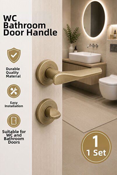 Badem10 Özen Royal Titanium Color 1 Set Mâner ușă baie WC Design modern și el...