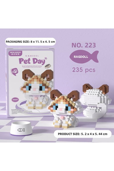 womi Pet Day Series Cute Cat No: 223 Block Building Block Figure