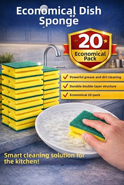 Generic Brand Corrugated Dish Sponge 5-Pack of 4 Strong Oil and Dirt Cleaner ...