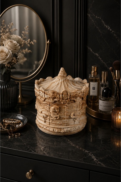 betonmall Jewelry & Gem Box 10 X 9 cm - Carousel Special Design Organizer Rin...
