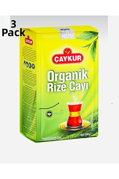 Çaykur شاي ريز العضوي 500 جرام × 3 قطع 100% شاي أسود عضوي معتمد من إيكوتار