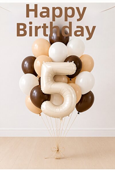 Balonsan -5- Age Retro Happy Birthday Banner Themed Balloon Bundle 20 Pieces