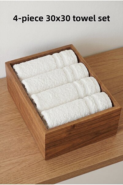 Motif Tekstil Σετ 4 πετσετών από 100% οργανικό βαμβάκι 30x30 εκ. -Με μικρή ατ...