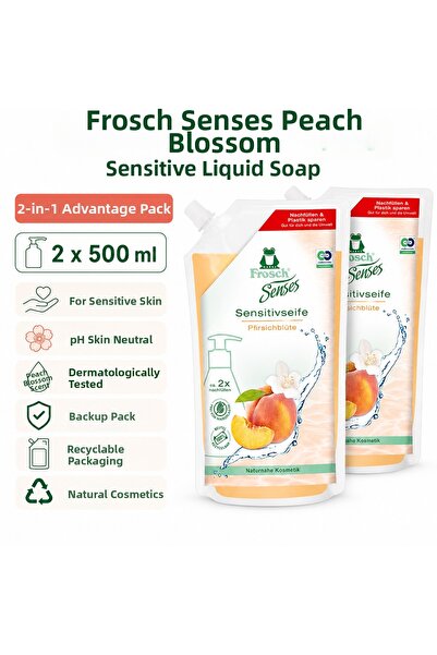 Frosch Senses Peach Blossom Sensitive Cream Soap – Natural Ingredients, Skin-...