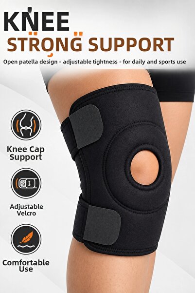 Eco Lounge Open patella support adjustable velcro knee brace for sports and e...