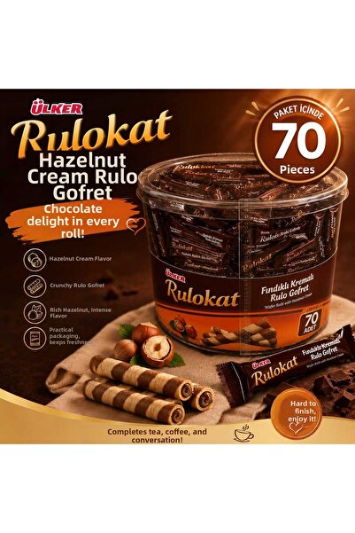 Ülker رولوكات فرايزد كريمة بالبندق 6.25 جرام × 70 قطعة