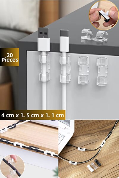 AVEO 20 Pieces Wall Mounted Self-Adhesive Cable Fixing Devices