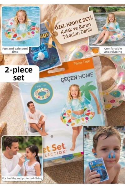 ÇEÇEN HOME (1 Piece) 6-10 Years Old Children's Swim Ring + Swimming Earplugs ...