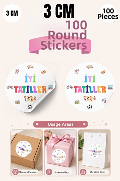 qoeuyl boutique Happy Holidays Printed 3 cm Round 100 Pcs Sticker Packaging P...
