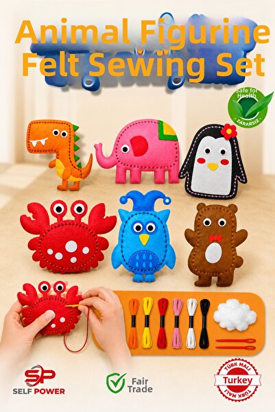 Self Power 6 Pieces DIY Felt Sewing Craft Set for Children (Figure Can Be Sel...
