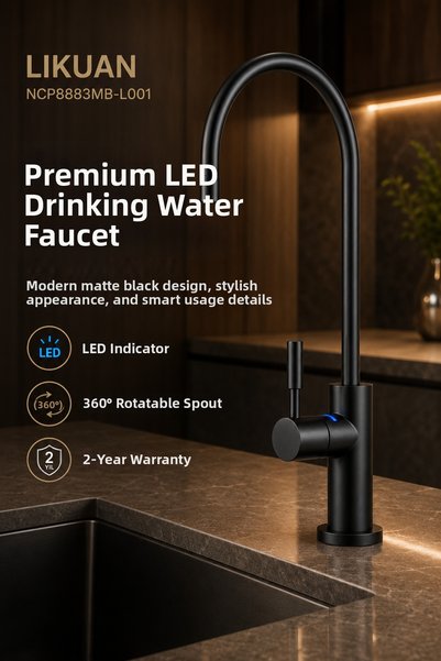 LİKUAN hardware Likuan Ncp8883Cp Premium Chrome Drinking Water Purifier Faucet Swan Neck Without Led