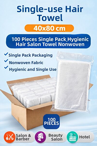 Twin Store Disposable Hair Towel 40X80 cm 100 Pieces Individually Packed Hygi...