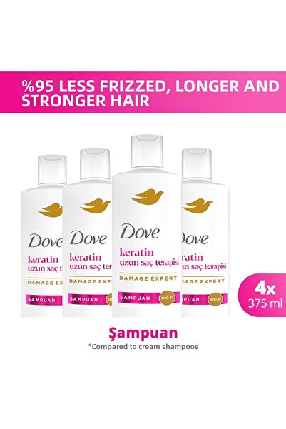 Dove Shampoo Keratin Long Hair Therapy 375 ml X4