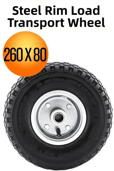 KAYRA LEATHER CRAFT Load-Carrying Trolley Wheel Air-Filled Duplex Steel Wheel Bearing Ball Construction Wheelbarrow Wheel 260X80