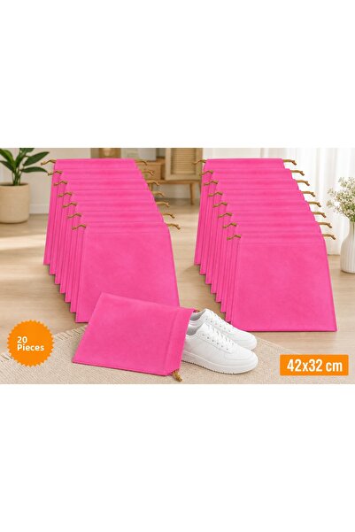 Balkan Room 20 Pieces Pink Drawstring Shoe Storage Bag Travel Pouch Multipurp...