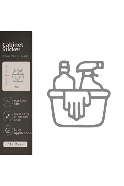 Reysa Tasarım Cleaning Supplies Matte Gray Decorative Foil Sticker 14X14 cm