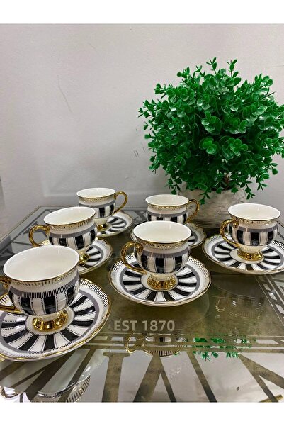 elif aksesuar Porcelain Gilded Douglas 6-Piece Coffee Cup 90 Cc