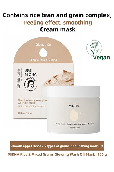MIDHA Rice & Mixed Grains Glowing Wash Off Mask with Peeling Effect and Smoot...