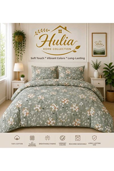 hulia home Ranforce Elastic Sheet Duvet Cover Set Double Size Cotton Soft Tex...
