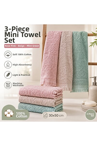 Vivesta Home طقم مناشف صغيرة مكون من 3 قطع مقاس 30 × 50 سم مناشف قطنية لليدين...