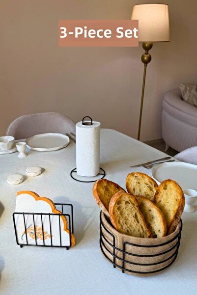 Edora Home Set of 3 Black Cage Napkin Holder Vertical Paper Towel Holder Roun...