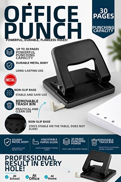 ANI OFİS KIRTASİYE A K Office Metal Hole Puncher 30 Sheet Punching Capacity D...