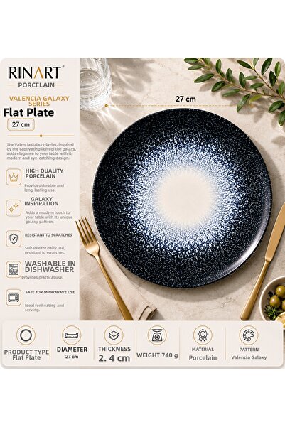 RİNART PORSELEN Valencia Galaxy Large Size Serving Presentation Plate 27 cm