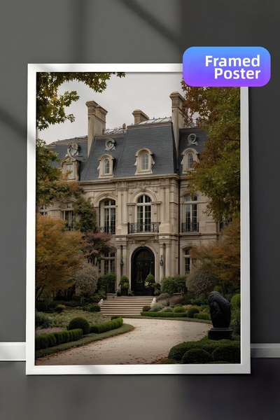 Postifull Classic Building Poster, White Framed Poster, Old Money Series, No:...